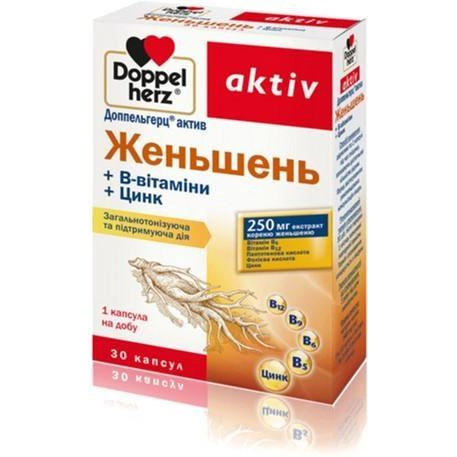 Doppelherz Актив Женьшень + В-вітаміни  30 капсул (4009932522358) - зображення 1