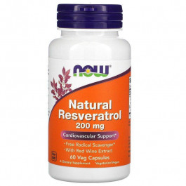   Now Ресвератрол (Resveratrol), Foods, 200 мг, 60 капсул