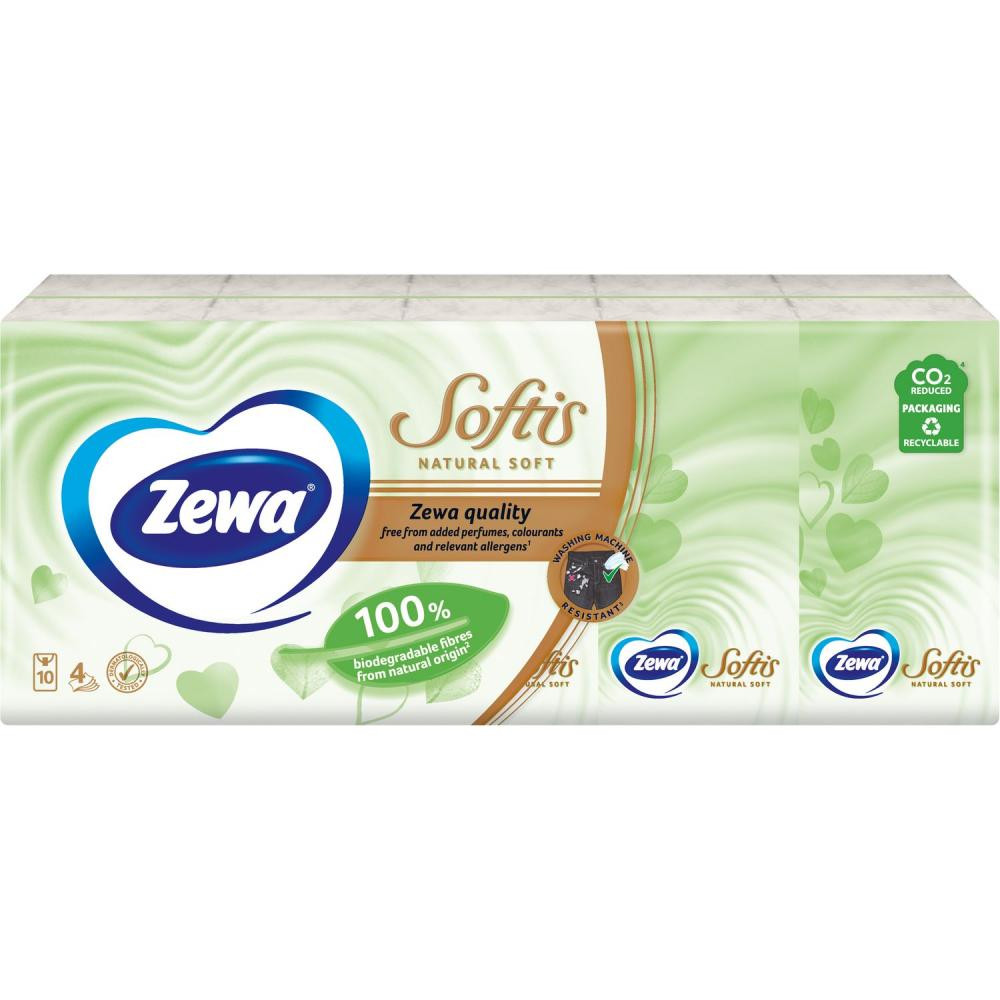 Zewa Носові хусточки  Softis Natural Soft 10x9 шт (7322541351872) - зображення 1