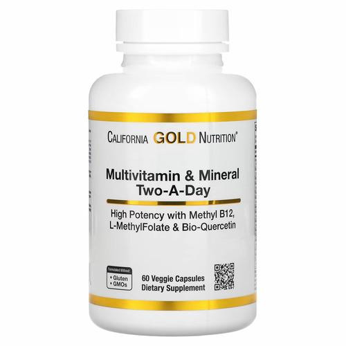 California Gold Nutrition Two-A-Day Multivitamin and Mineral 60 вегетарінських капсул - зображення 1