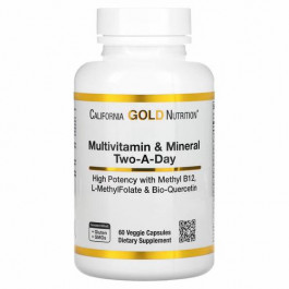   California Gold Nutrition Two-A-Day Multivitamin and Mineral 60 вегетарінських капсул