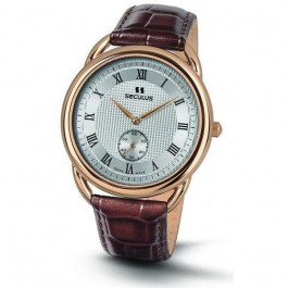   Seculus 4483.2.1069 pvd-r case, white dial, brown leather