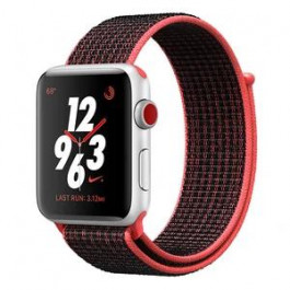   Apple Watch Nike+ Series 3 GPS + Cellular 38mm Silver Aluminum w. Bright Crimson/BlackSport L. (MQL72)