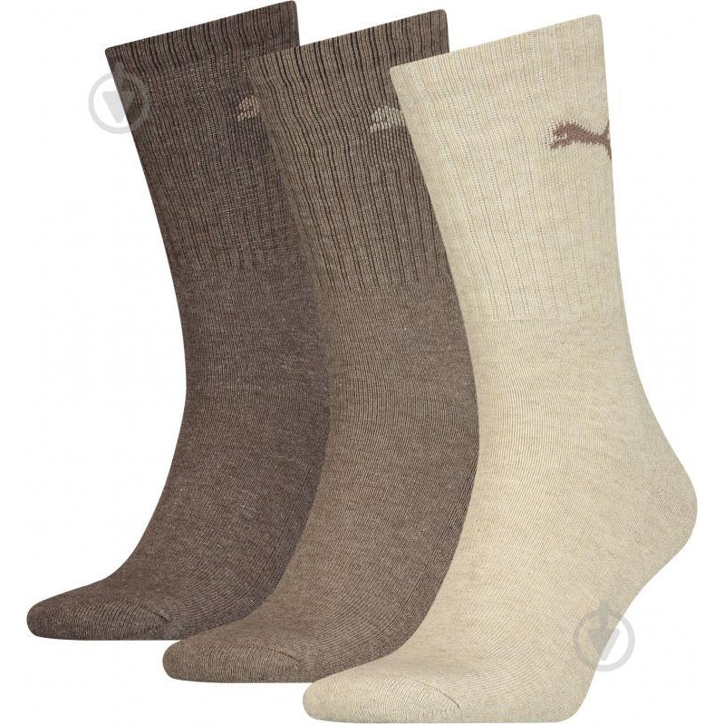 PUMA Набір шкарпеток коттон  Crew Sock 3P 88035527 39-42 3 пари Light brown melange (8720245022934) - зображення 1