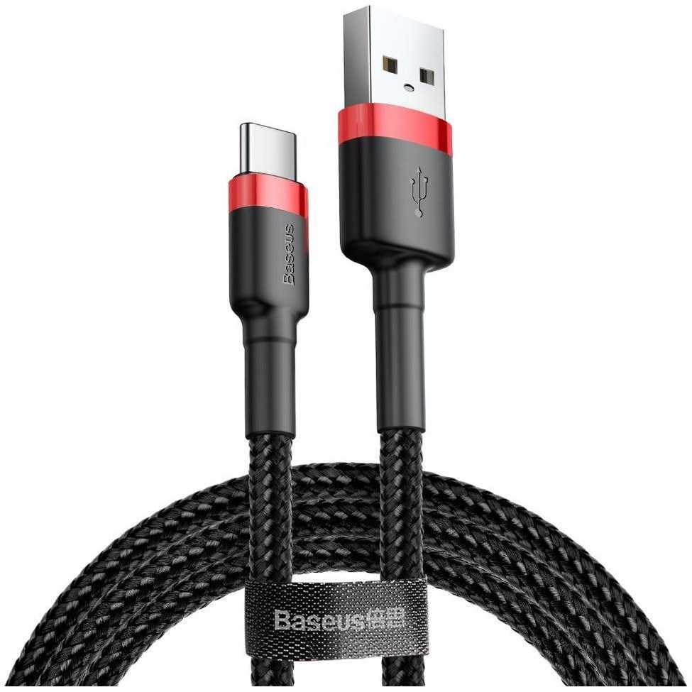 Baseus Cafule Cable USB For Type-C 2m Red/Black (CATKLF-C91) - зображення 1