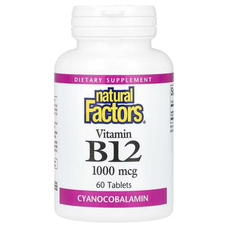 Natural Factors Vitamin B12, 1,000 mcg, 60 Tablets - зображення 1