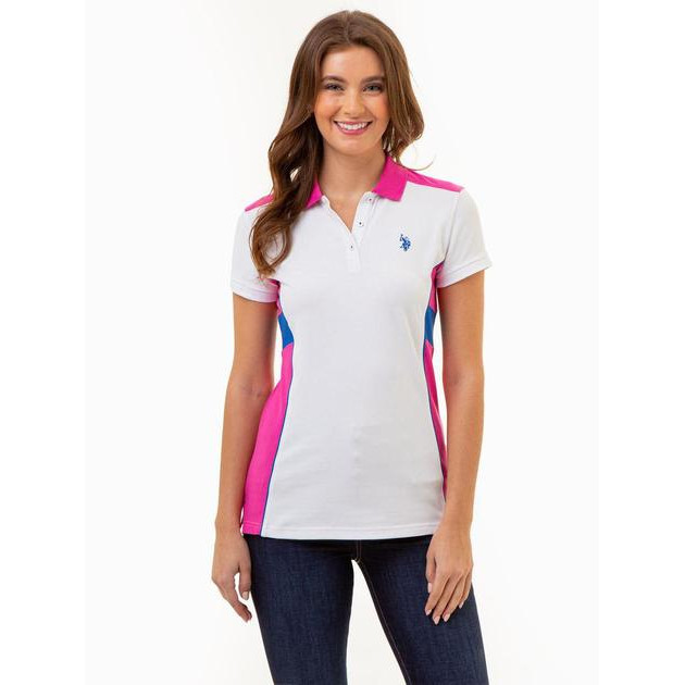 U.S. Polo Assn Поло жіноче  Sideseam Panel Colorblock 2126096-ZH00A M Біле (786660716375) - зображення 1