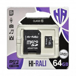   Hi-Rali 64 GB microSDXC class 10 UHS-I + SD Adapter HI-64GBSDCL10-01