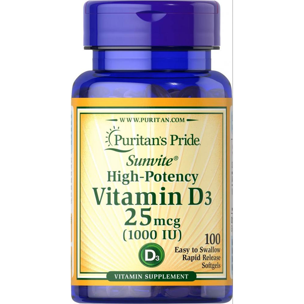 Puritan's Pride Vitamin D3 1000 IU 100 Softgels - зображення 1