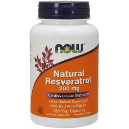   Now Ресвератрол, Resveratrol, Foods, 200 мг, 120 капсул