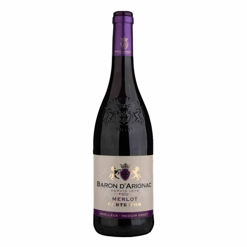 Baron d'Arignac Вино  Merlot красное полусладкое 0.75 л 12% (3263280115926) - зображення 1