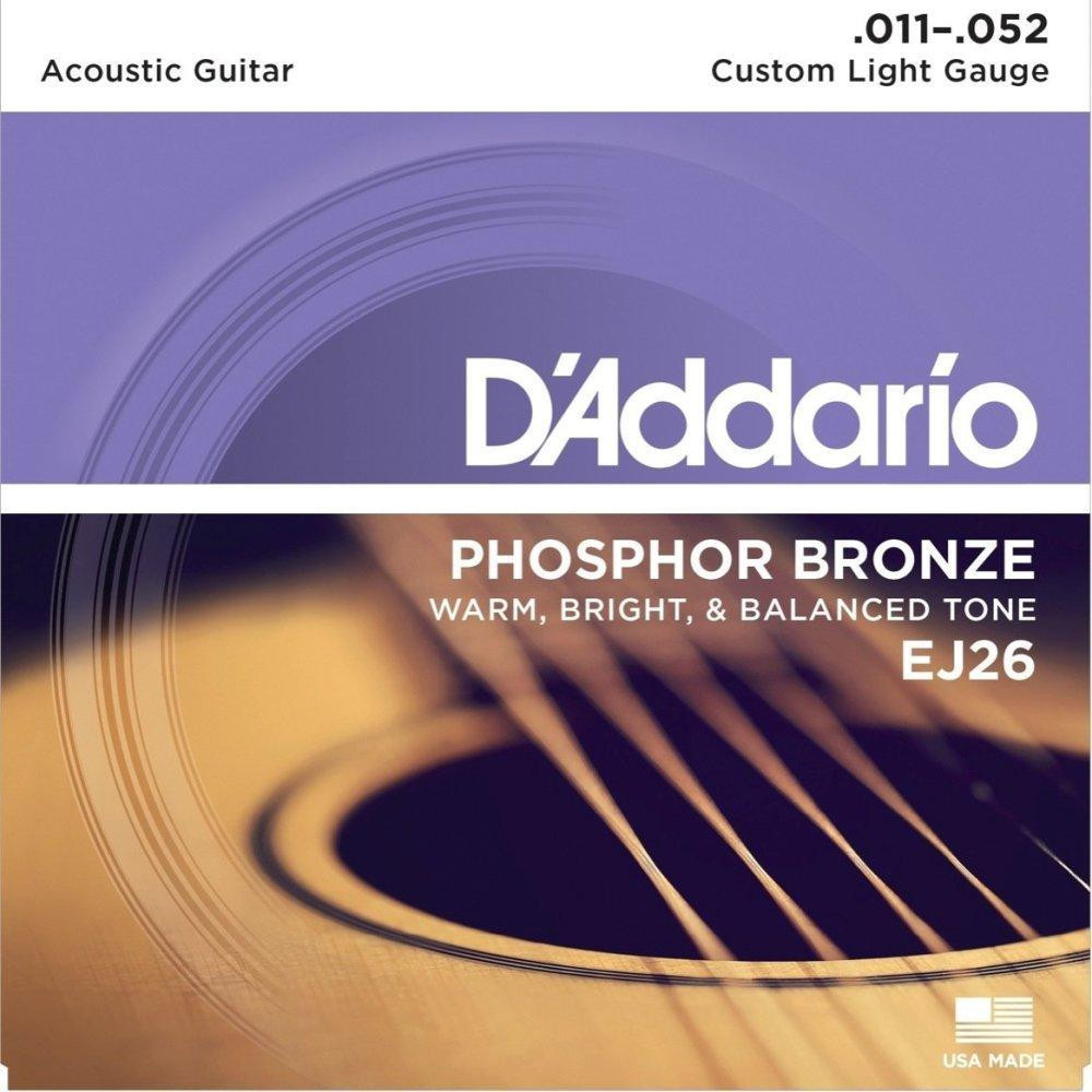 D'Addario EJ26 Phosphor Bronze Custom Light Acoustic Guitar Strings 11/52 - зображення 1