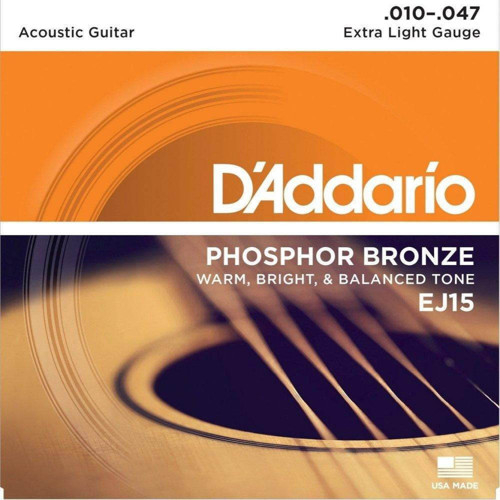 D'Addario EJ15 Phosphor Bronze Extra Light Acoustic Guitar Strings 10/47 - зображення 1