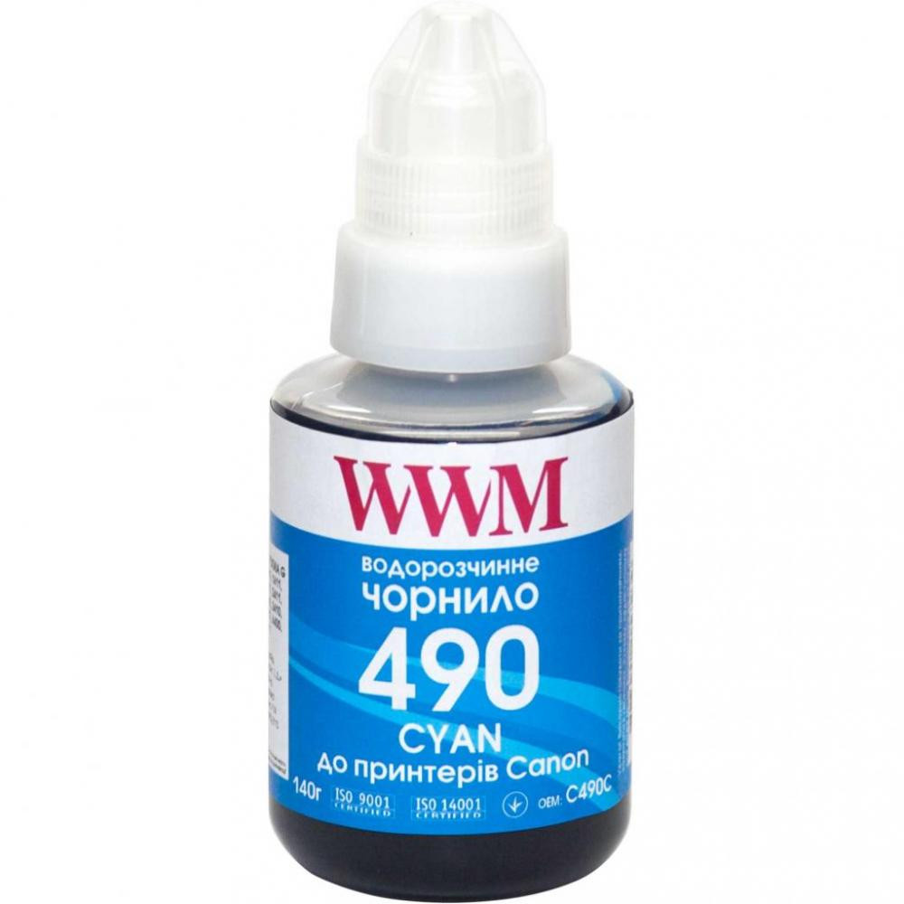 WWM Чернила GI-490 для Canon G1400/G2400/ G3400 140г Cyan (C490C) - зображення 1