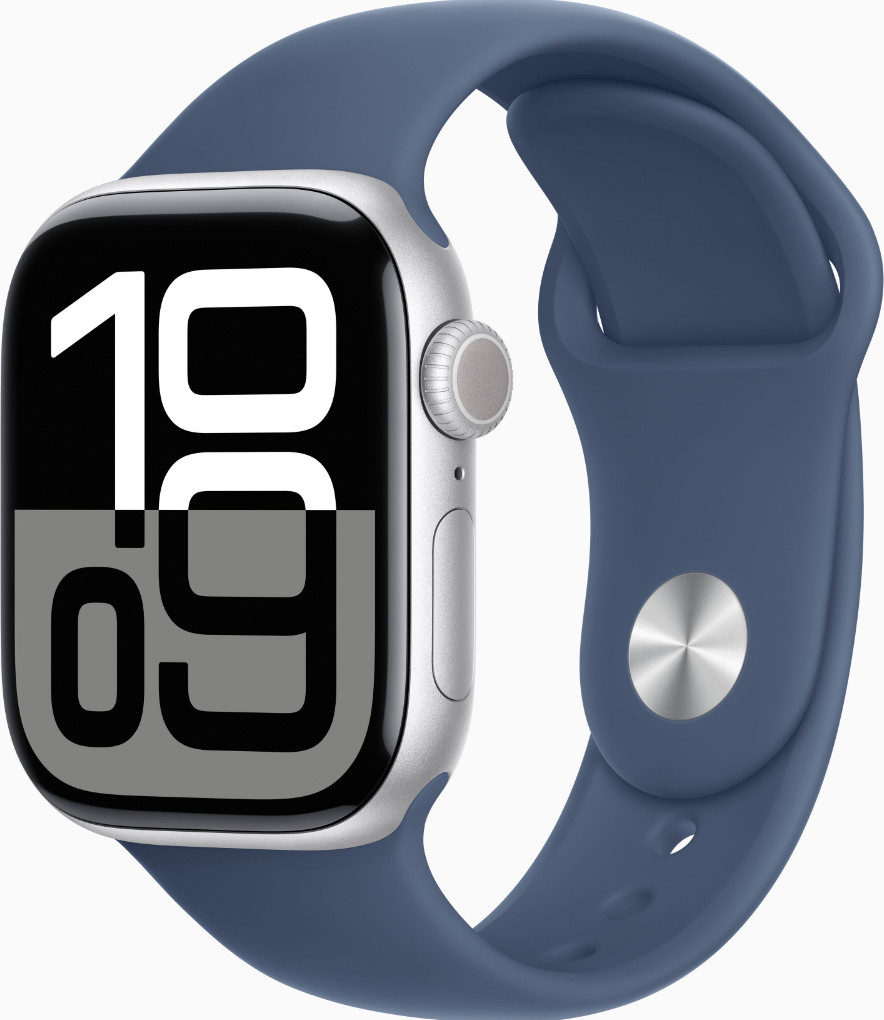 Apple Watch Series 10 GPS + Cellular 42mm Silver Alu. Case w. Denim Sport Band - M/L (MWX43) - зображення 1