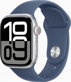   Apple Watch Series 10 GPS + Cellular 42mm Silver Alu. Case w. Denim Sport Band - M/L (MWX43)