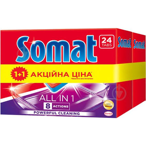 Somat Таблетки для ПММ Все в 1 24+24 шт. 0.432+0.432 кг (9000101359046) - зображення 1