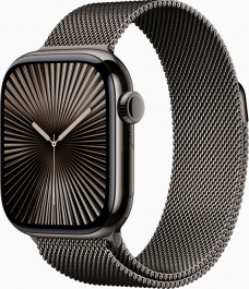   Apple Watch Series 10 GPS + Cellular 42mm Slate Titanium Case w. Slate Milanese Loop (MX053)