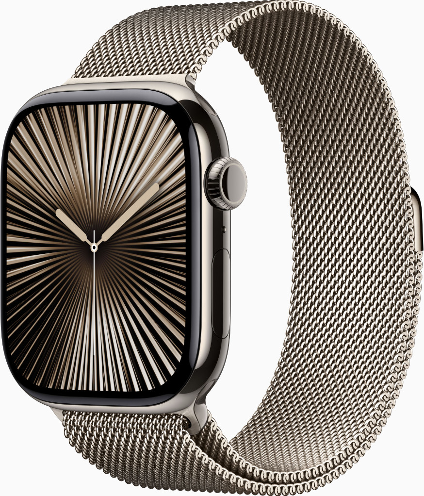 Apple Watch Series 10 GPS + Cellular 46mm Natural Titanium Case w. Natural Milanese Loop - S/M (MC7Q4) - зображення 1