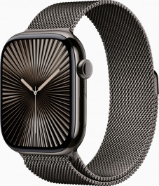   Apple Watch Series 10 GPS + Cellular 46mm Slate Titanium Case w. Slate Milanese Loop - M/L (MWYW3)