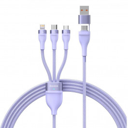   Baseus Flash SeriesIITwo-for-three 3-in-1 MicroUSB+Lightning+Type-C 100W 1.2m Purple (CASS030105)