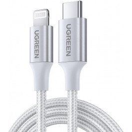   UGREEN US304 USB-C to Lightning PD 20W Cable Aluminum Shell Braided 1m White (70523)