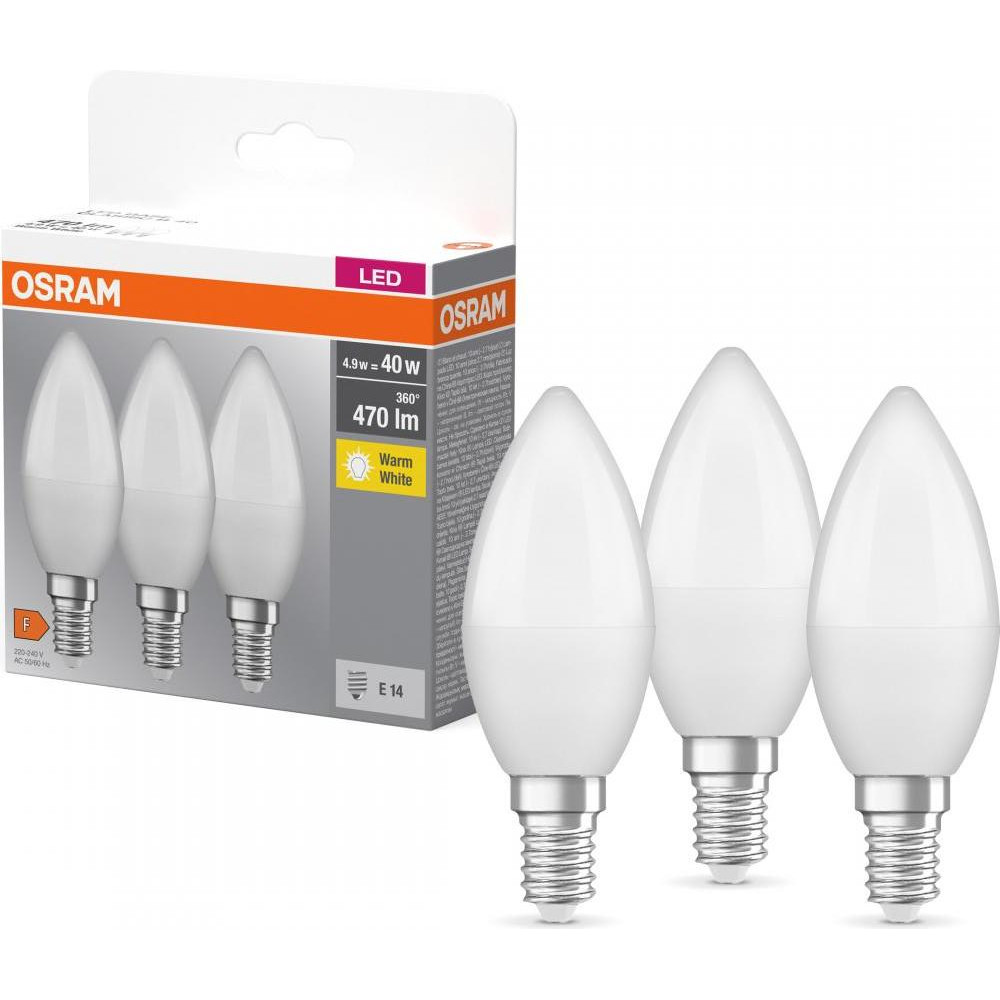 Osram LED Base B40 E14 4.9W 2700K 220V 3 шт (4099854047091) - зображення 1