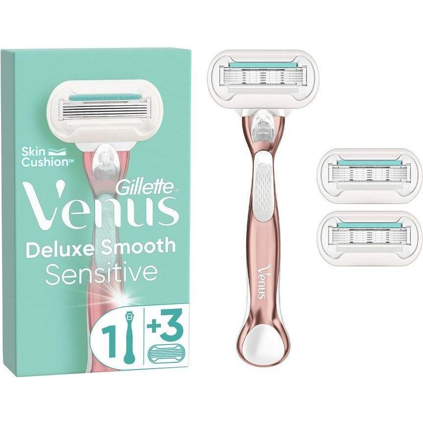 Venus Станок для гоління Gillette  Extra Smooth Sensitive Rose gold з 3 змінними касетами - зображення 1