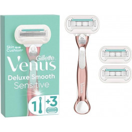   Venus Станок для гоління Gillette  Extra Smooth Sensitive Rose gold з 3 змінними касетами