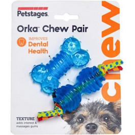   Petstages Игрушка для собак Orka Chew Pair Blu SM Орка косточка и гантель мини Голубая (pt234)