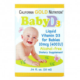   California Gold Nutrition Витамин д3 для детей California Gold Nutrition Baby D3 400 IU,10 мл