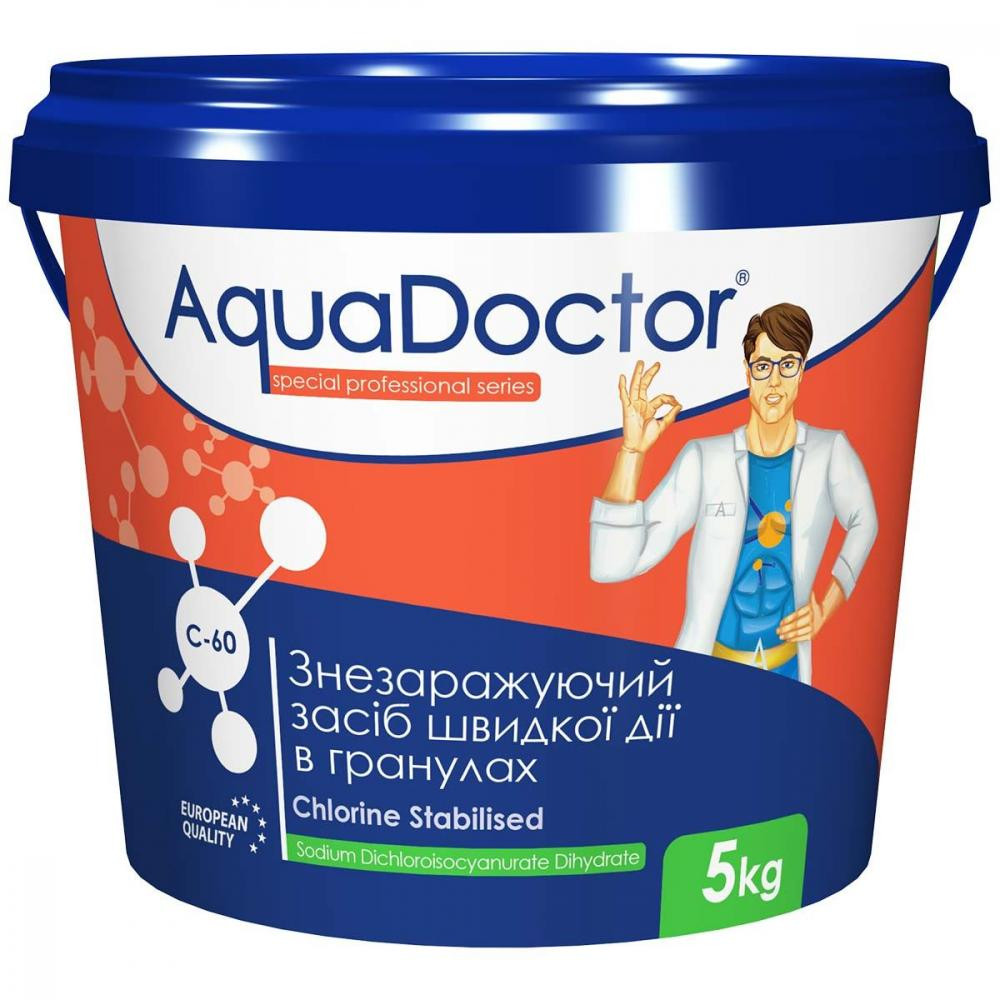 AquaDOCTOR C60-5, Швидкий (шоковий) Хлор в гранулах, 5кг - зображення 1