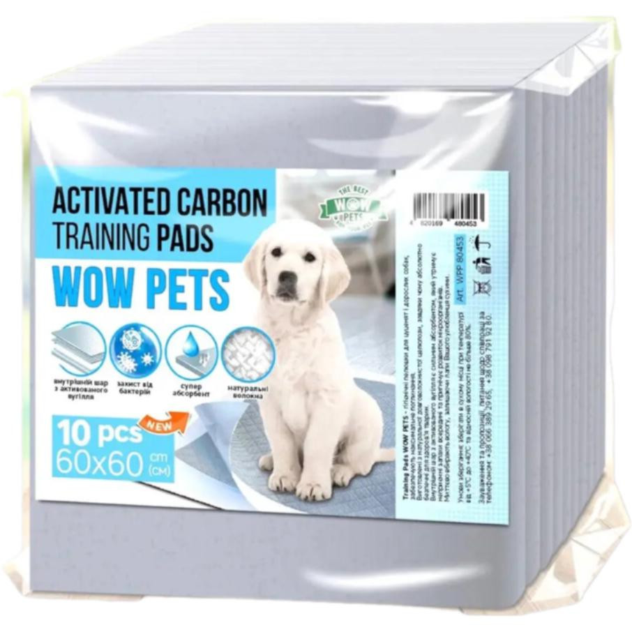 Wow Pets Пелюшки для собак та цуценят  Аtivated Carbon Training Pads з активованим вугіллям 60 х 60 см 10 шт. - зображення 1