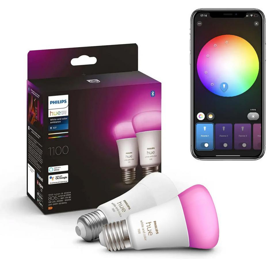 Philips Hue White And Color E27 1100Lm 9W ZigBee Bluetooth Apple HomeKit (929002468802) - зображення 1