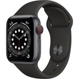   Apple Watch Series 6 GPS + Cellular 40mm Space Gray Aluminum Case w. Black Sport B. (M02Q3)