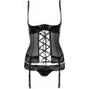 Passion Корсет с открытой грудью NORTH CORSET black XXL/XXXL - Passion Exclusive, пажи, трусики, шнуровка (P - зображення 5