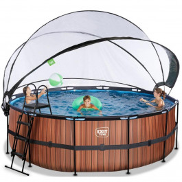   EXIT Wood Pool 427x122cm + sand filter pump, canopy, heat pump / brown (30.67.14.10)