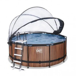   EXIT Wood Pool 360x122cm + dome, filter pump / brown (30.42.12.10)