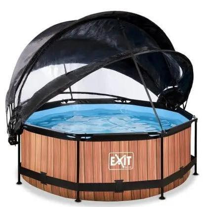 EXIT Wood Pool 244x76cm + dome, shade sail, filter pump / brown (30.36.08.10) - зображення 1