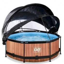   EXIT Wood Pool 244x76cm + dome, shade sail, filter pump / brown (30.36.08.10)