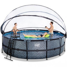   EXIT Stone Pool 488x122cm + dome, sand filter, heat pump / grey (30.67.16.00)