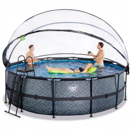   EXIT Wood Pool 450x122cm + dome, sand filter, heat pump / brown (30.67.15.10)