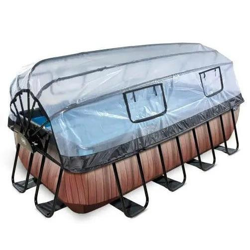 EXIT Wood Pool 400x200x100cm + dome, filter pump / brown (30.32.42.10) - зображення 1