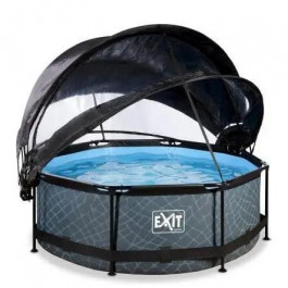   EXIT Stone Pool 244x76cm + dome, canopy, filter pump / grey (30.36.08.00)