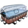 EXIT Wood Pool 400x200x100cm + dome, sand filter, heat pump / brown (30.57.42.10) - зображення 1