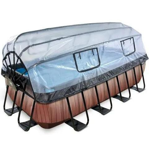 EXIT Wood Pool 400x200x100cm + dome, sand filter, heat pump / brown (30.57.42.10) - зображення 1