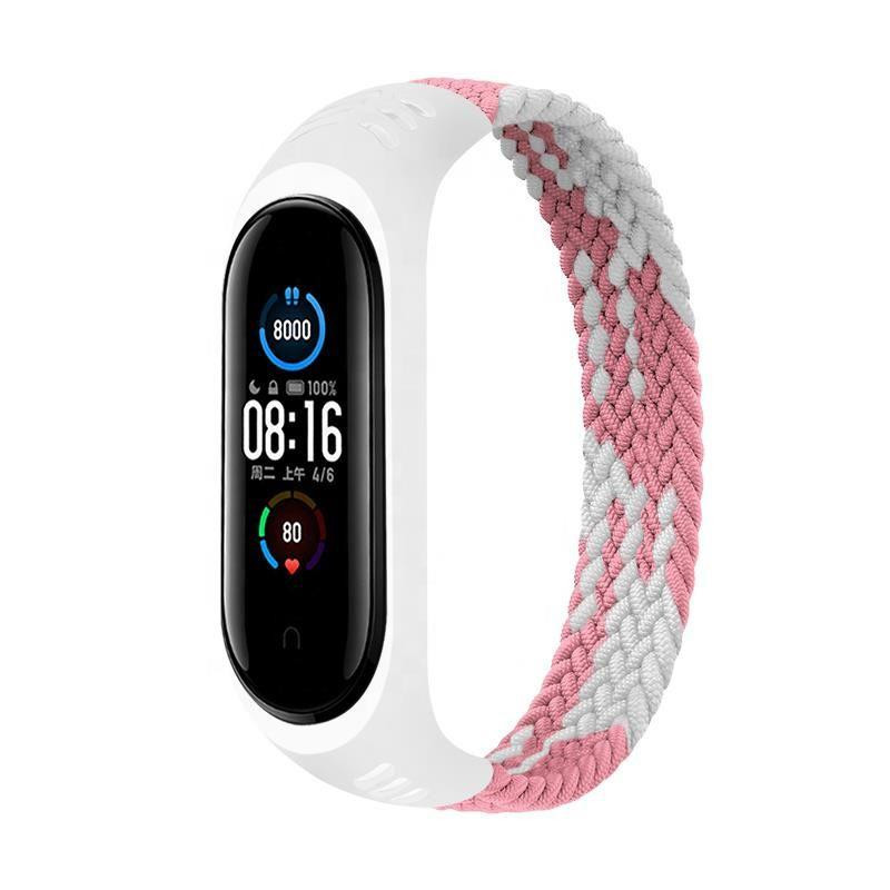 BeCover Ремешок Elastic Nylon Style  для Xiaomi Mi Smart Band 5 / Mi Smart Band 6 (Size L) Pink-White (70616 - зображення 1