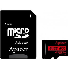   Apacer 64 GB MicroSDHC UHS-I Class 10 + SD adapter (AP64GMCSX10UB-R)