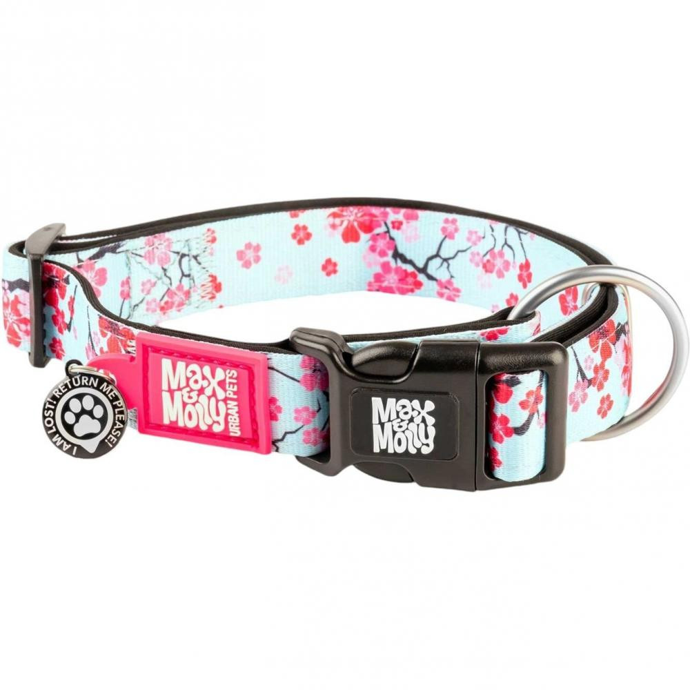 Max & Molly Smart ID Collar Cherry Bloom Нашийник з QR-кодом, малюнок "Квітуча вишня" S (4894512050235) - зображення 1