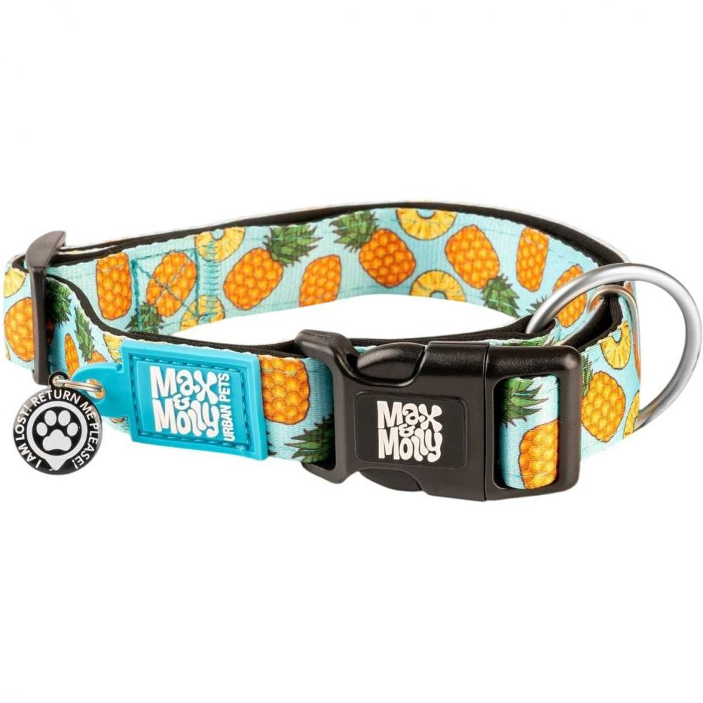 Max & Molly Smart ID Collar Sweet Pineapple Нашийник з QR-кодом, малюнок "Солодкий Ананас" S (4894512053038) - зображення 1